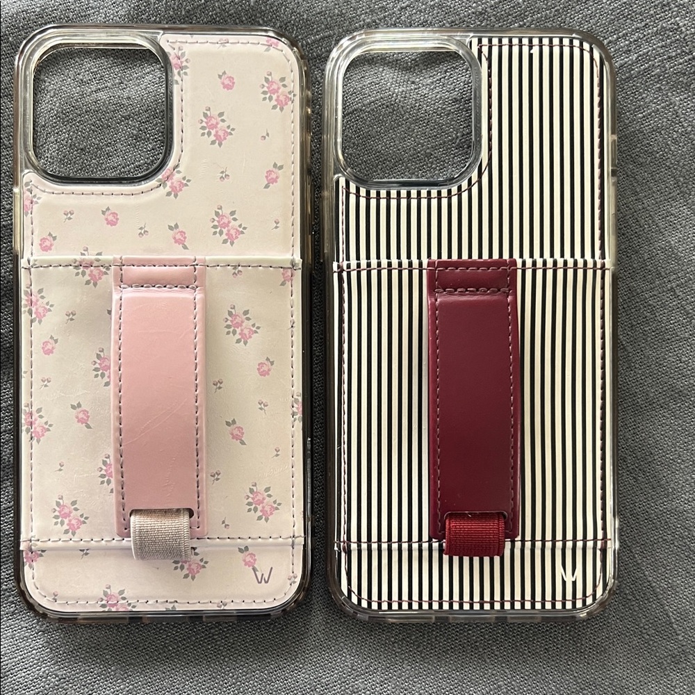 Elegant Floral and Striped Phone Cases with Stand